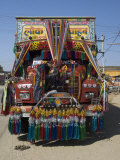 Man Fixing Decoration onto Truck for Diwali Celebrations, Pali District, Rajasthan, India, Asia