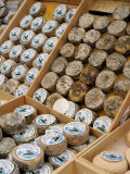 Assorted French Cheeses on a Market Stall, France, Europe
