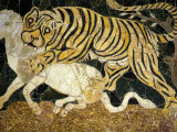 Tigress Attacking a Calf, Opus Sectile (Marble Inlay) Panel, 4th century AD Roman