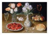 Buy Still life with Lilies, Roses, Tulips, Cherries and Wild Strawberries at AllPosters.com