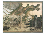 Moonlight Winter Landscape, Part of a Six Panel Folding Screen