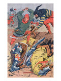 Buy Flemish citizens fighting well armoured and mounted French Knights, Battle of Golden Spurs at AllPosters.com