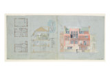 Buy Front Elevation and Section for House and Studio for Frank Miles at AllPosters.com