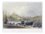 Buy The Floating Bridge, Istanbul, engraved by J.C. Bentley, c.1850 at AllPosters.com