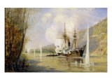 Buy The Russian Destroyer 'Shutka' attacking a Turkish ship on the 16th June 1877 at AllPosters.com