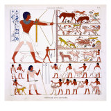 Buy Hunting Scenes, from a Rare Record of Frescoes from Thebes, recorded 1819-1822 at AllPosters.com