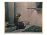 Girl Sitting on the Steps Giclee Print