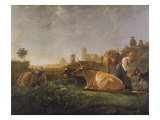 A Distant View of Dordrecht with Sleeping Herdsman and Five Cows