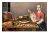 A Still Life of Meat and Fish with a Cook