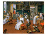 Barber's Shop with Monkeys and Cats