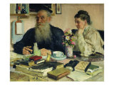 Buy Leo Tolstoy with His Wife in Yasnaya Polyana, 1907 at AllPosters.com