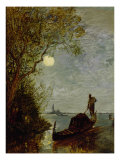 Buy Moonlit Scene with Gondola at AllPosters.com
