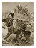 Prince of Wales to India, 1876: Prince's Elephant Charged by Tiger, from 'Illustrated London News'