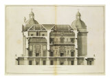 Buy Houghton Hall: Cross-Section of the Hall and Salon, Engraved by Pierre Fourdrinier, 1735 at AllPosters.com