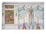 Buy Two Windows with Drawn Curtains and Bookshelves, Illustration from 'Interieurs de Style' at AllPosters.com