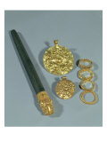 Whetstone and Rings with Granulated Decoration, Susa, Iran, Elamite Period, c.1150 BC