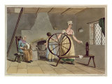 Woman Spinning, from 'Costume of Yorkshire', engraved by Robert Havell