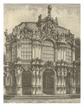 Central Pavilion of Eastern Side of Zwinger, Dresden, illustration 'Meyers Konversations-Lexicon'