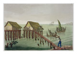 Buy Habitations of Papu Tribe, Rawak, Plate 22 from 'Le Costume Ancien et Moderne' by Jules Ferrario at AllPosters.com