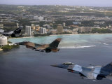 Three F-16 Fighting Falcons Fly in Formation over Tumon Bay, Guam