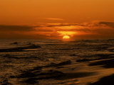 Buy Beach with Sun and Red-Orange Sky at AllPosters.com