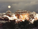 Buy Moon Above Snow-Covered Boynton Canyon, Sedona, Arizona, USA at AllPosters.com