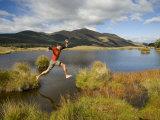 Man Jumps from a Tussock Island to Shore on South Mavora Lake