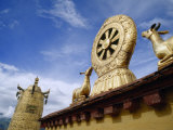 Prayer Wheel, Deer and Wheel of Dharma on the Roof of the Jokhang
