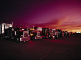 Buy Vivid Sunset over Trucks Parked in a Truck Stop Near Sayre, Oklahoma at AllPosters.com