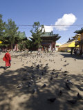 Buy Man Walks across a Courtyard on a Sunny Day in Summer at AllPosters.com