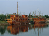 Buy Old Style Boats Rest on the Grand Canal Outside of Hangzhou at AllPosters.com