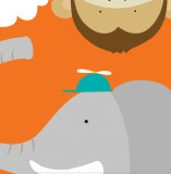 Safari Group: Monkey and Elephant Art Print