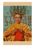 Woman In Curlers Knits