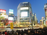 Night Lights at Shibuya Crossing, Shibuya Ward, Tokyo, Japan, Asia