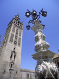 Cathedral, Bell Tower and Fountain, Seville, Andalucia, Spain, Europe