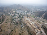 Amber Palace and Amber Village in the Aravali Hills, Seen from the Air, Rajasthan, India, Asia