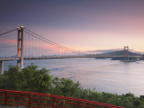 Tsing Ma Bridge at Dusk, Tsing Yi, Hong Kong, China, Asia