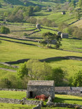Traditional Barns and Dry Stone Walls in Swaledale, Yorkshire Dales National Park, England