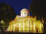 Illuminated Church on Pilies Gatve, Vilnius, Lithuania, Baltic States, Europe