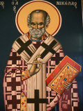 Greek Orthodox Icon Depicting St. Nicholas, Thessaloniki, Macedonia, Greece, Europe