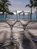 Wine Glasses in Front of the Pool of the Beachcomber Le Paradis, Mauritius, Indian Ocean, Africa