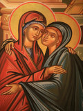 Greek Orthodox Icon Depicting the Visitation, Thessaloniki, Macedonia, Greece, Europe