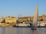 Felucca Sailing on the River Nile Near Aswan, Egypt, North Africa, Africa