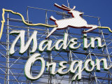 Made in Oregon Sign in Old Town District of Portland, Oregon, United States of America