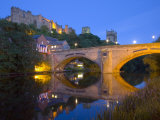 Illuminated Castle and Cathedral across the River Wear, Durham, County Durham, England, UK