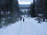 Buy Children Walking Along Snow Covered Road, Pyha-Luosto Ski Resort, Finland, Scandinavia at AllPosters.com