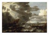 Buy An Estuary Scene in a Gale, with Fishermen hauling in a Fixed Line at AllPosters.com
