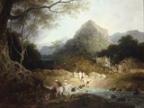 Buy Mounted Horsemen and Bearers Crossing a Stream, India at AllPosters.com