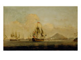 British Men of War off an Island in the Dutch East Indies