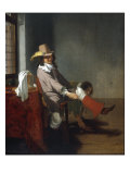 Buy An Officer Pulling on his Boot, while a Manservant Removes his Slippers at AllPosters.com